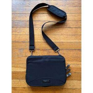 MOBIL IT Slim Black Expandable Tech Crossbody Bag sz OS